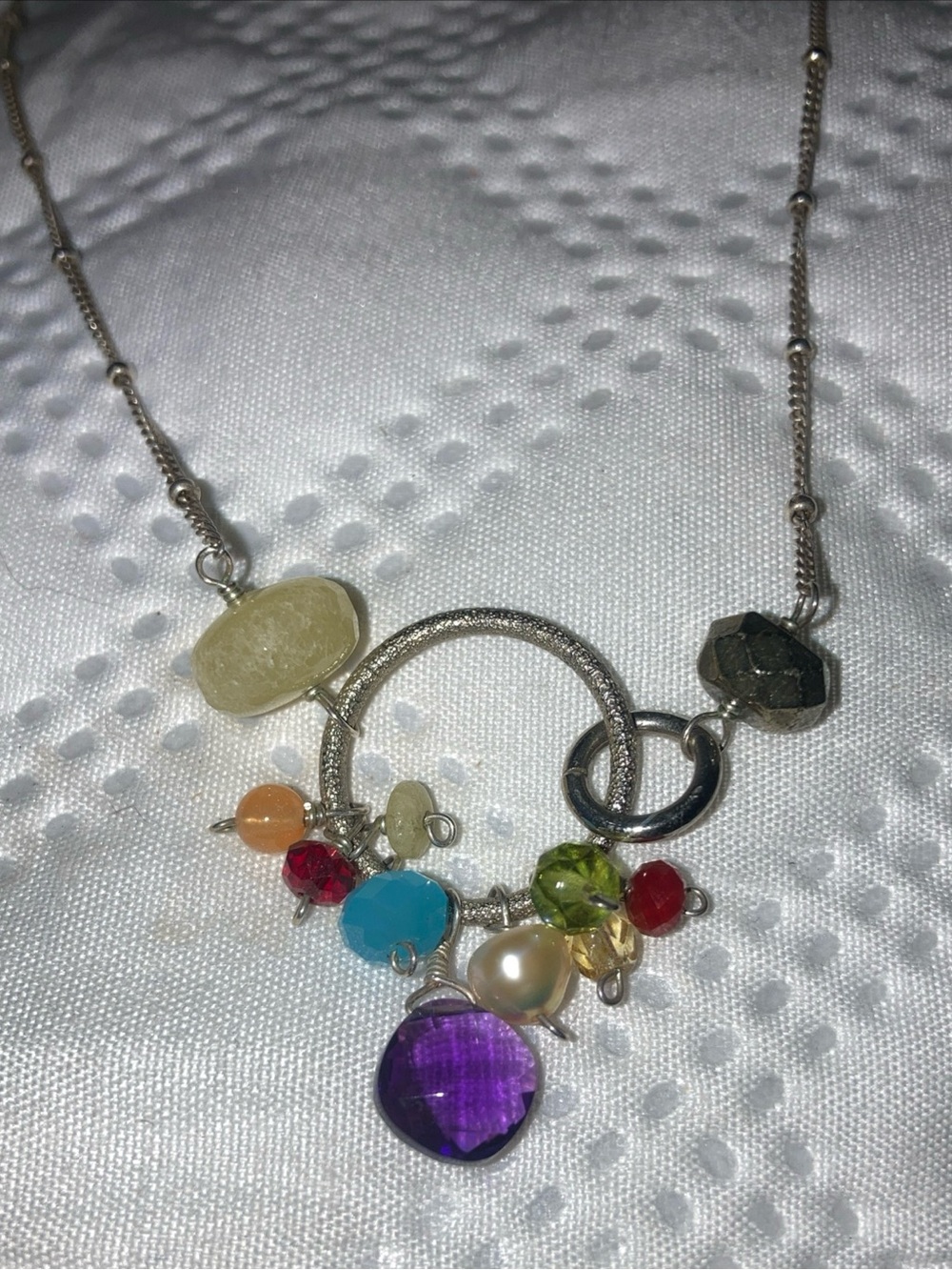 💕 Anna Balkan 925 Sterling Silver Semi Precious Stone 16" Necklace *PRE-OWNED
